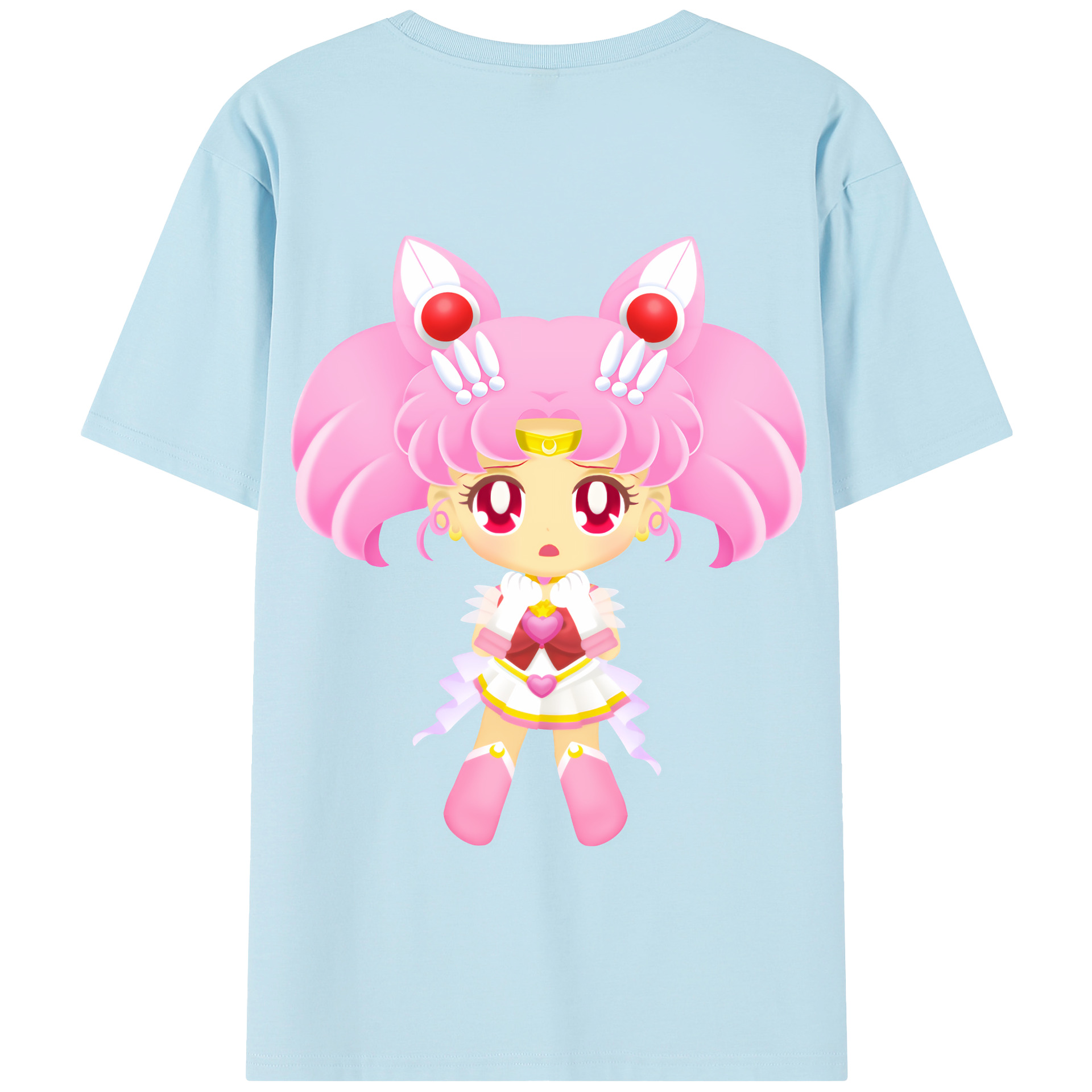 （画像用） 美少女戦士セーラームーン ちびうさ Sailor Moon Chibiusa Tsukino Usagi Small Lady Serenity 綿100％半袖Tシャツ（背面プリント）